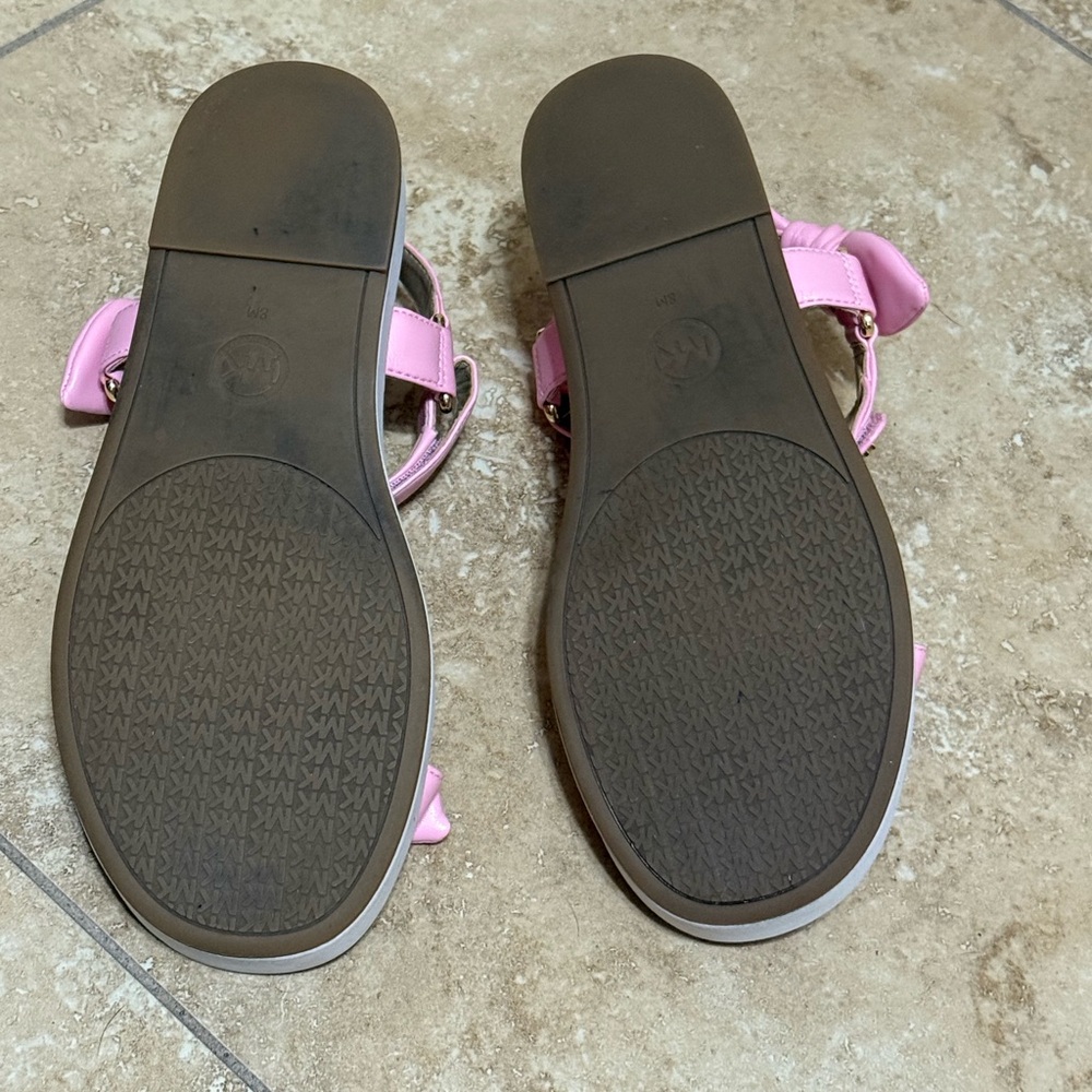 EUC Michael Kors Leather Light Pink Bow Sandals - Picture 2 of 6